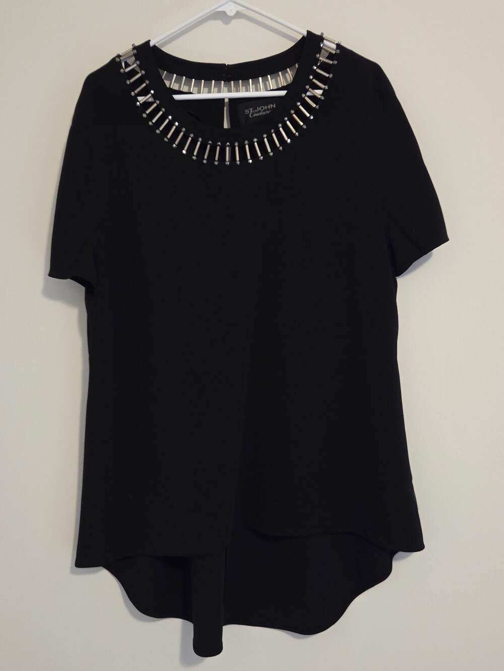 St. John Couture Black Hand Beaded Blouse